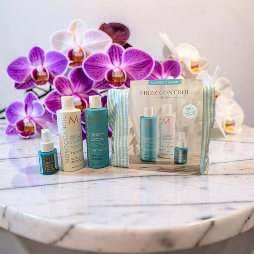 Moroccanoil Frizz Control Shampoo Conditioner Frizz Shield Spray Cosmetic Bag